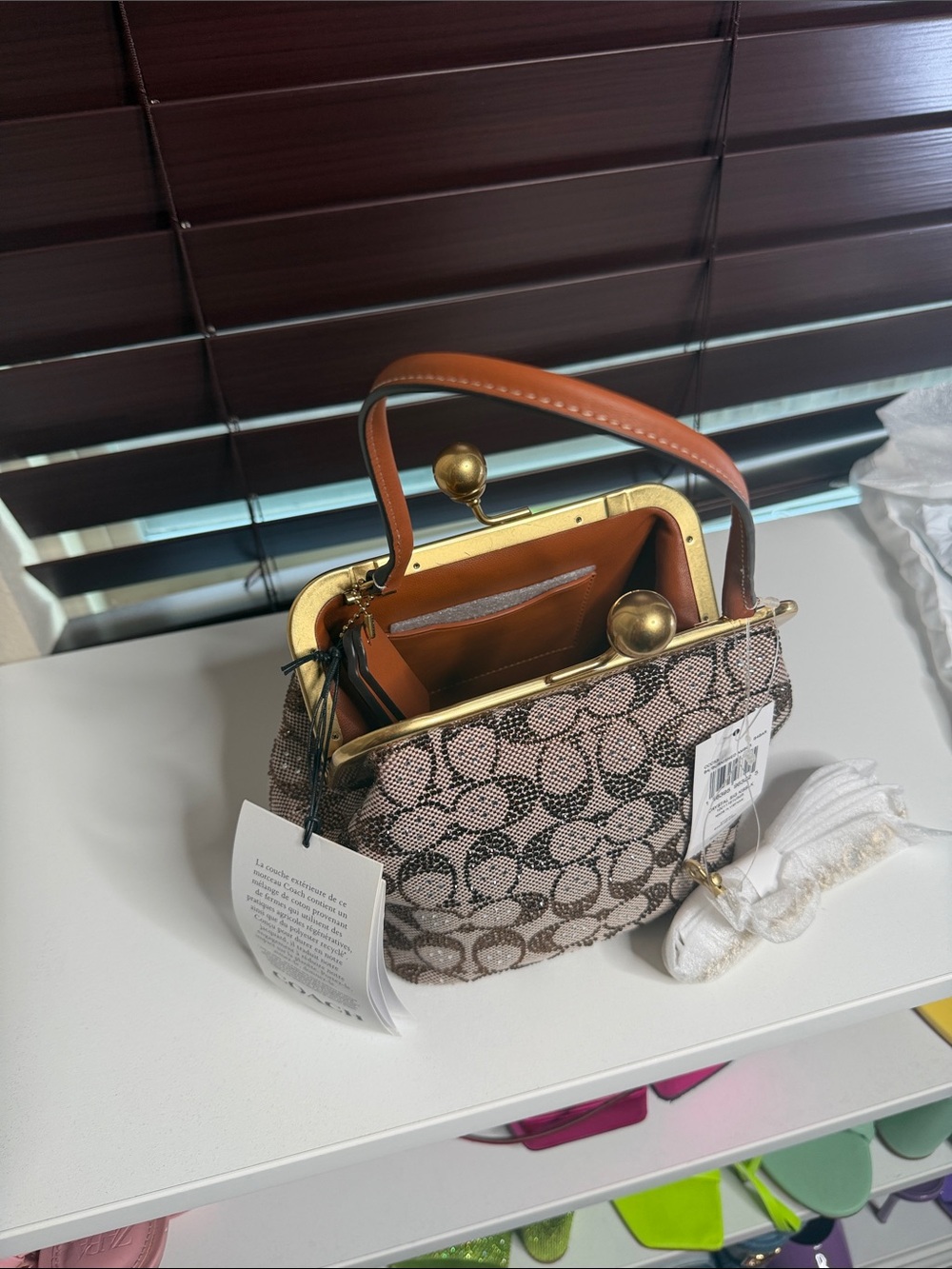 COACH Crystal Kisslock Top-Handle Bag -
B4/Burnished Amber - BNWT - Picture 10 of 11